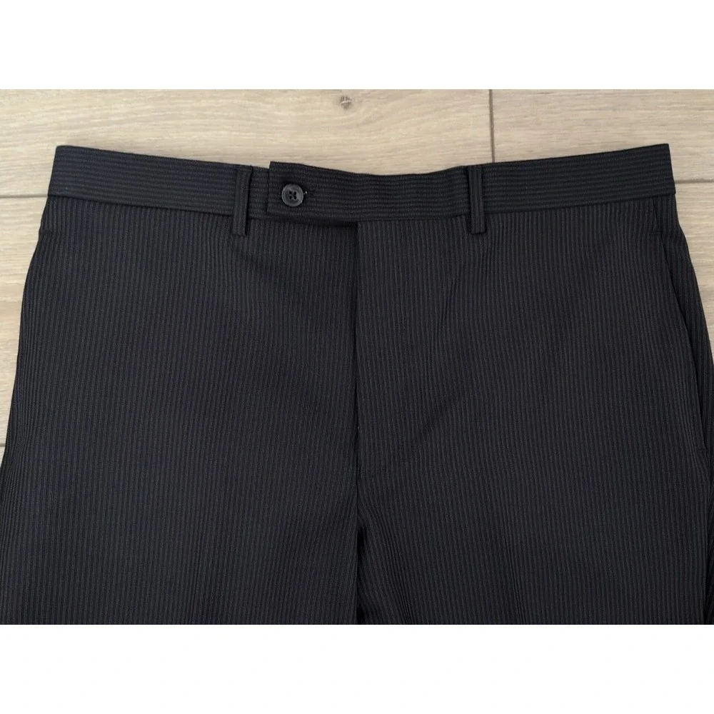Calvin Klein Suit Mens 40L 34W Navy Pinstripe‎ Wool 2 Piece MLKA2 Malik NWT